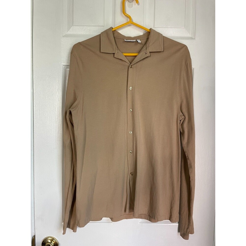ASOS Design Button Down tan long sleeve Collared Shirt US S